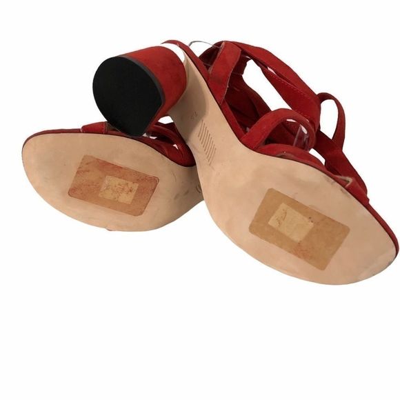 PAIGE suede lace up sandals firecracker red silver - Picture 8 of 15